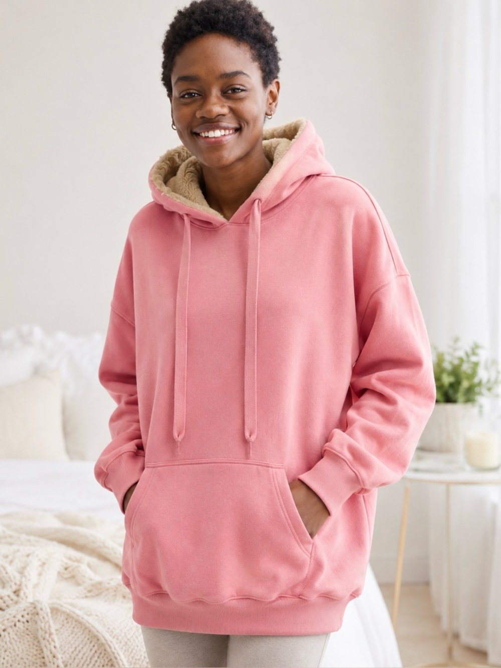 Aerie Women’s Oversized Pink Hoodie Sweatshirt Size M